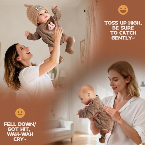 17 Inches Brown Newborn Girl Real Life Soft Silicone Full Body Baby Dolls - Picture 4 of 8